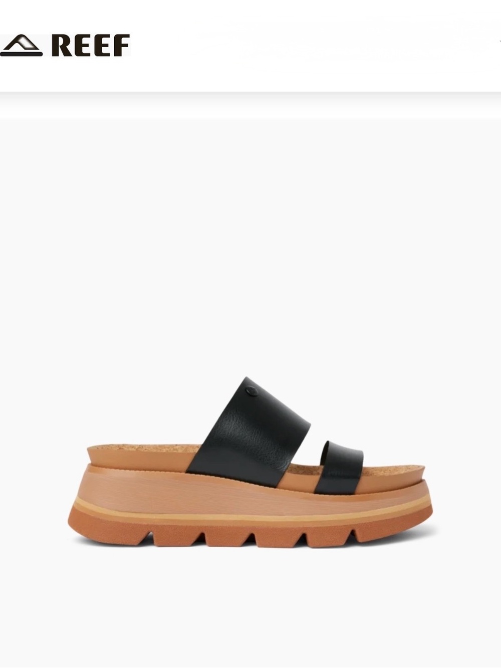 Reef Vista Luxe Siaa Black Leather Double-Strap Continued Comfort Sandal